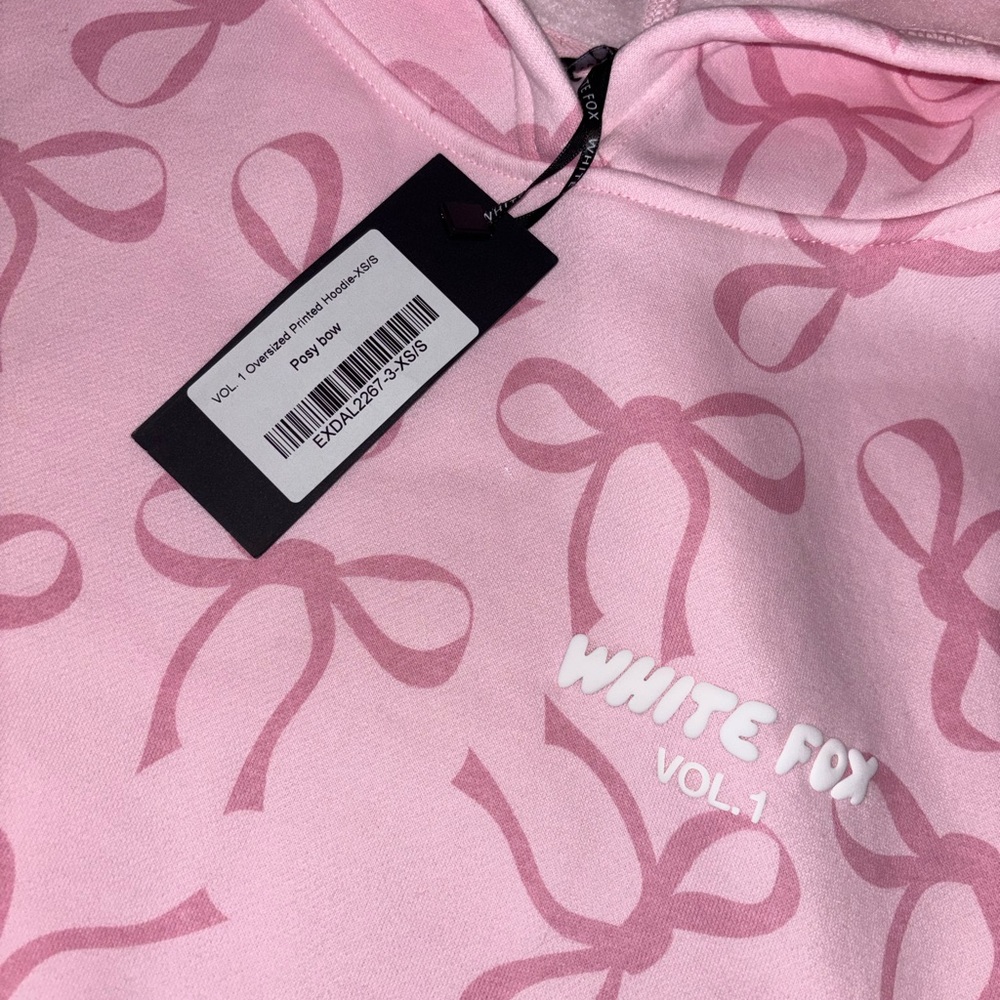 White Fox Boutique Pink Bow Hoodie - Picture 2 of 4